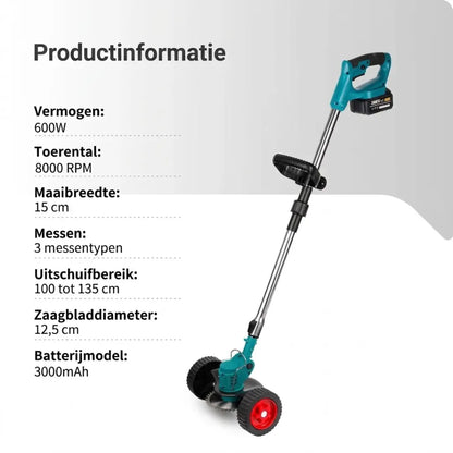 2-in-1 Draadloze Elektrische Bosmaaier & Grasmaaier + Gratis Accu + Snellader