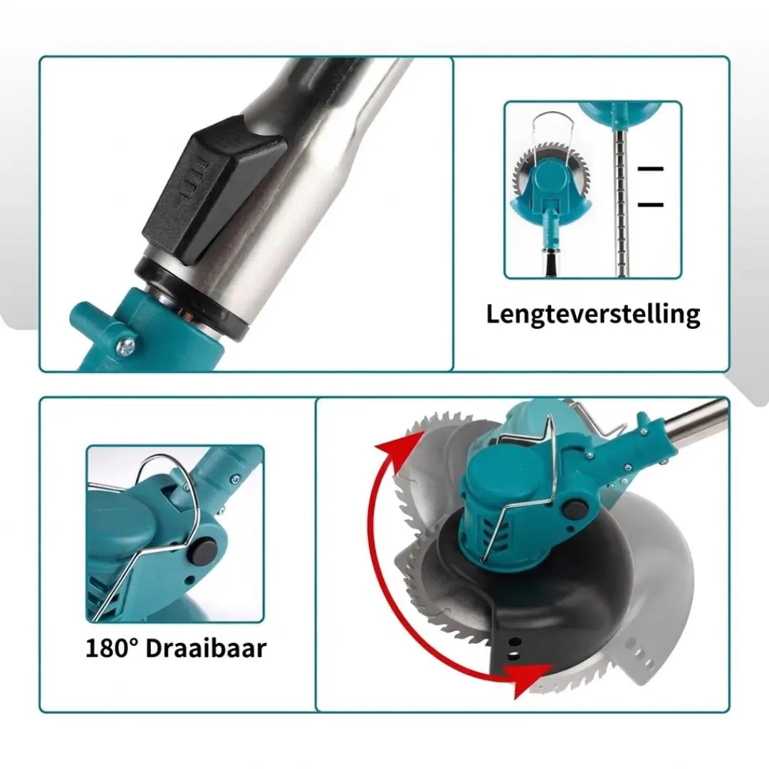 2-in-1 Draadloze Elektrische Bosmaaier & Grasmaaier + Gratis Accu + Snellader